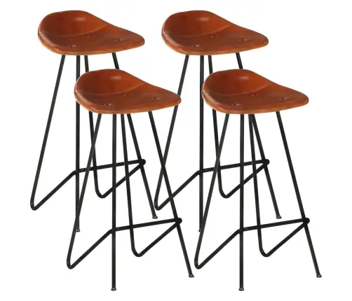 Bāra Krēsli, 4 Gab., Brūna Dabīgā Āda Vidaxl