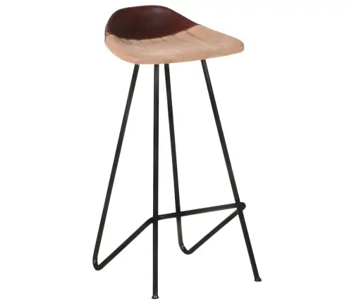 Baro Taburetės, 4Vnt., Rudos Spalvos, Tikra Oda