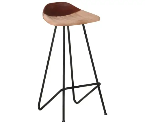 Baro Taburetės, 4Vnt., Rudos Spalvos, Tikra Oda