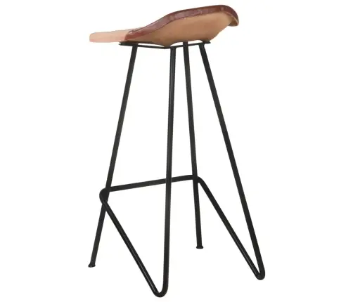 Baro Taburetės, 4Vnt., Rudos Spalvos, Tikra Oda