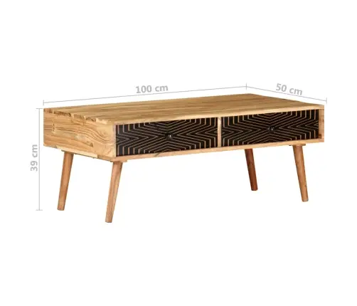 Kafijas Galdiņš, 100X50X39 Cm, Akācijas Masīvkoks Vidaxl