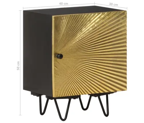 Naktsskapītis Ar Misiņa Durvīm, 40X30X50 Cm, Mango Masīvkoks Vidaxl