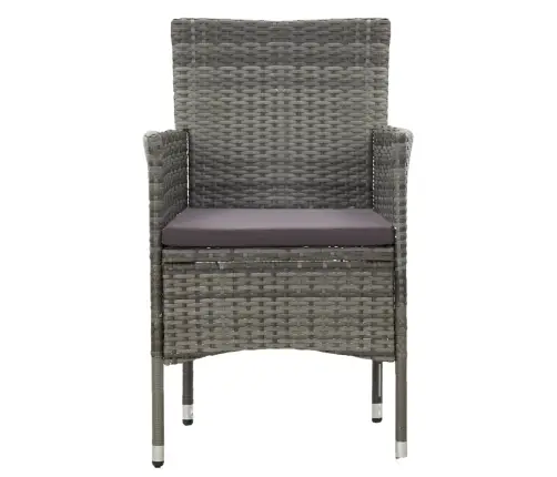 3-Osaline Aiamööblikomplekt, Hall, Polürotang Ja Klaas