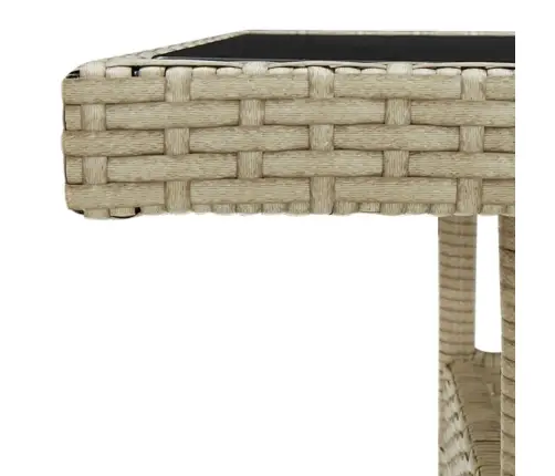 Sodo Baldų Komplektas, 3 Dalių, Smėlio, Poliratanas Ir Stiklas