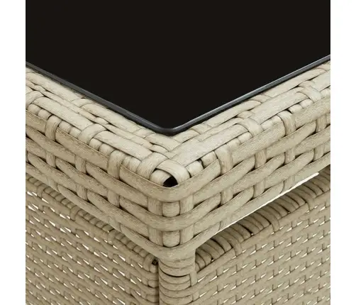 Sodo Baldų Komplektas, 3 Dalių, Smėlio, Poliratanas Ir Stiklas