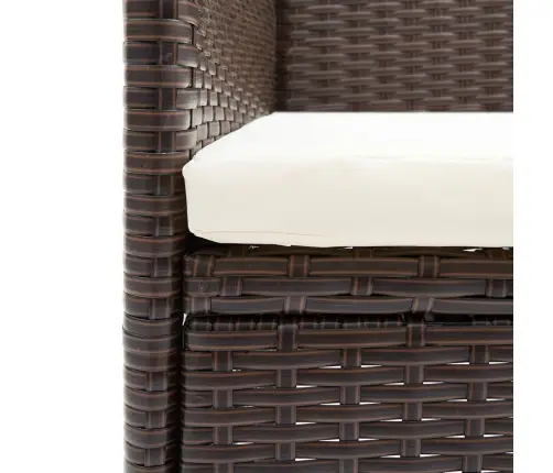 3-Daļīgs Dārza Mēbeļu Komplekts, Brūna Pe Rotangpalma, Stikls Vidaxl