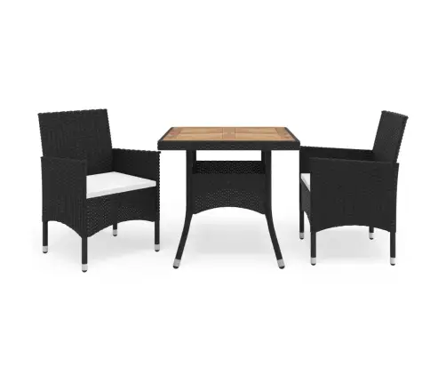 3-Daļīgs Dārza Mēbeļu Komplekts, Melna Pe Rotangpalma, Akācija Vidaxl