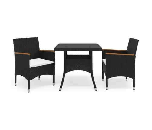 Valgomojo Komplektas, 3 Dalių, Juodas, Poliratanas Ir Akacija