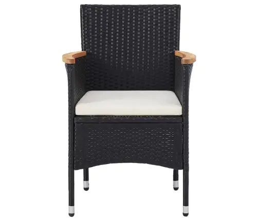 3-Daļīgs Dārza Mēbeļu Komplekts, Melna Pe Rotangpalma, Akācija Vidaxl