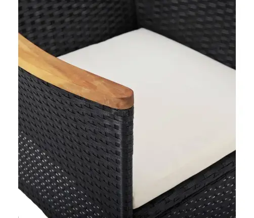 3-Daļīgs Dārza Mēbeļu Komplekts, Melna Pe Rotangpalma, Akācija Vidaxl