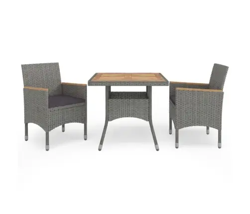 3-Daļīgs Dārza Mēbeļu Komplekts, Pe Rotangpalma, Akācijas Koks Vidaxl