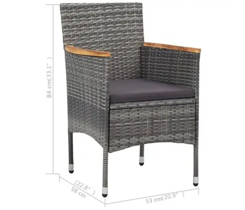 3-Daļīgs Dārza Mēbeļu Komplekts, Pe Rotangpalma, Akācijas Koks Vidaxl