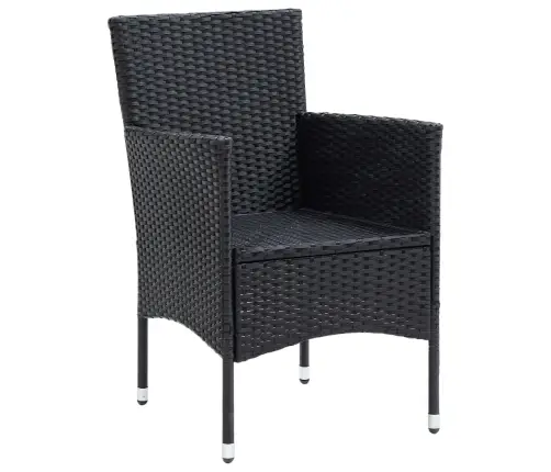 5-Daļīgs Dārza Mēbeļu Komplekts, Melna Pe Rotangpalma, Stikls Vidaxl