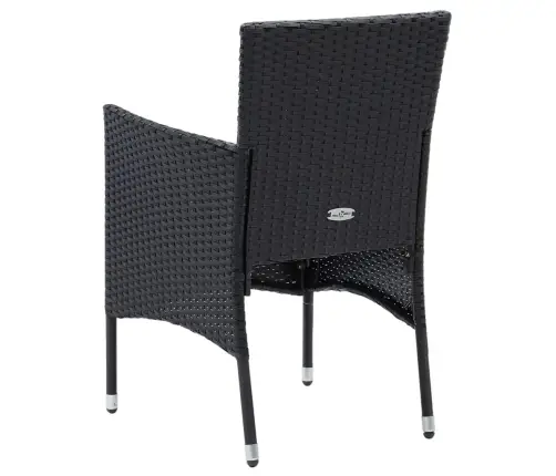 5-Daļīgs Dārza Mēbeļu Komplekts, Melna Pe Rotangpalma, Stikls Vidaxl