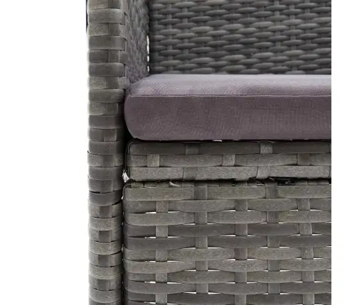 5-Daļīgs Dārza Mēbeļu Komplekts, Pelēka Pe Rotangpalma, Stikls Vidaxl