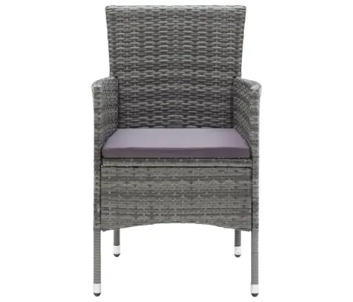 5-Daļīgs Dārza Mēbeļu Komplekts, Pelēka Pe Rotangpalma, Stikls Vidaxl