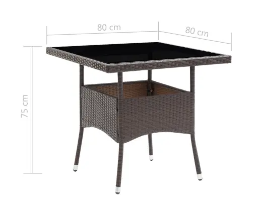 5-Osaline Aiamööblikomplekt, Pruun, Polürotang Ja Klaas