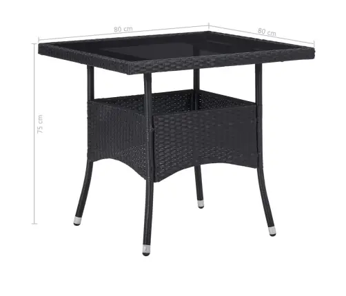 Valgomojo Komplektas, 5 Dalių, Juodas, Poliratanas Ir Akacija