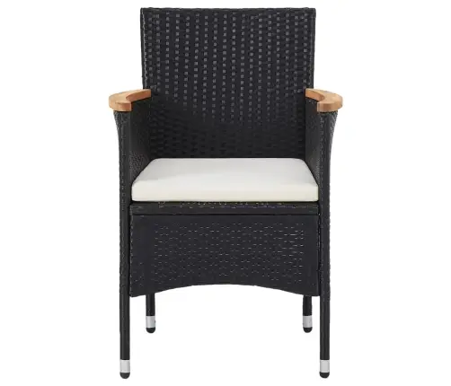 5-Osaline Aiamööblikomplekt, Must, Polürotang Ja Akaatsiapuit