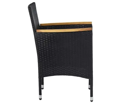 5-Osaline Aiamööblikomplekt, Must, Polürotang Ja Akaatsiapuit