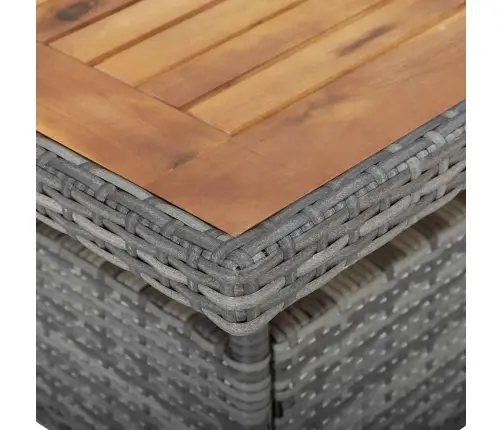 Valgomojo Komplektas, 5 Dalių, Pilkas, Poliratanas Ir Akacija