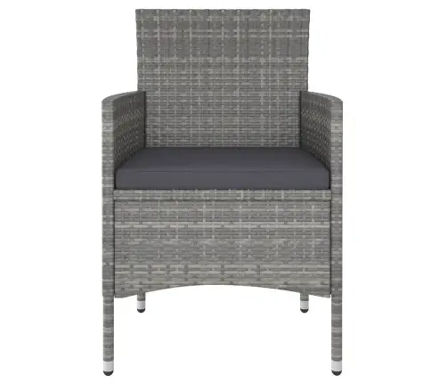 5-Daļīgs Dārza Mēbeļu Komplekts, Pe Rotangpalma, Stikls, Pelēks Vidaxl