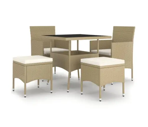 5-Osaline Aia Söögimööbli Komplekt, Polürotang, Beež