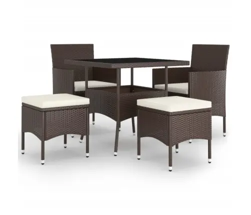 5-Daļīgs Dārza Mēbeļu Komplekts, Pe Rotangpalma, Brūns Vidaxl