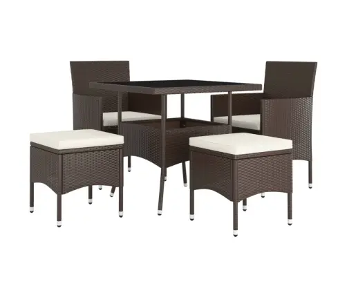 5-Daļīgs Dārza Mēbeļu Komplekts, Pe Rotangpalma, Brūns Vidaxl