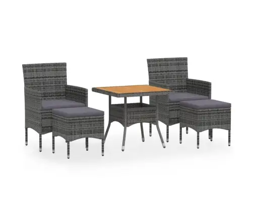5-Osaline Aiamööblikomplekt, Hall, Polürotang Ja Akaatsiapuit