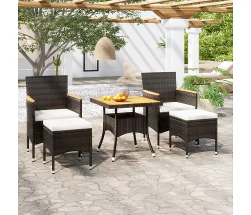 5-Daļīgs Dārza Mēbeļu Komplekts, Pe Rotangpalma, Akācijas Koks Vidaxl