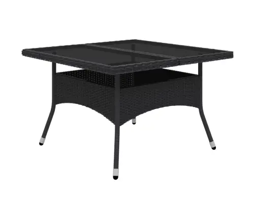 9-Daļīgs Dārza Mēbeļu Komplekts, Melns, Pe Rotangpalma, Stikls Vidaxl