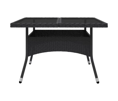 9-Daļīgs Dārza Mēbeļu Komplekts, Melns, Pe Rotangpalma, Stikls Vidaxl