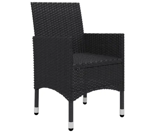 9-Daļīgs Dārza Mēbeļu Komplekts, Melns, Pe Rotangpalma, Stikls Vidaxl