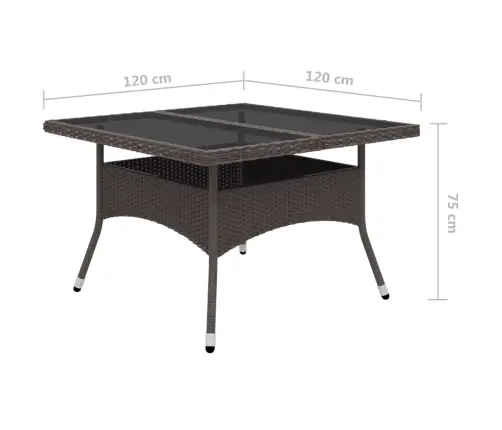 9-Daļīgs Dārza Mēbeļu Komplekts, Brūna Pe Rotangpalma, Stikls  Vidaxl