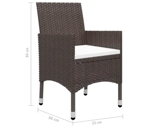 9-Daļīgs Dārza Mēbeļu Komplekts, Brūna Pe Rotangpalma, Stikls  Vidaxl