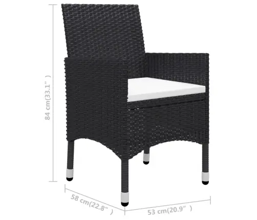 Valgomojo Komplektas, 9 Dalių, Juodas, Poliratanas Ir Akacija