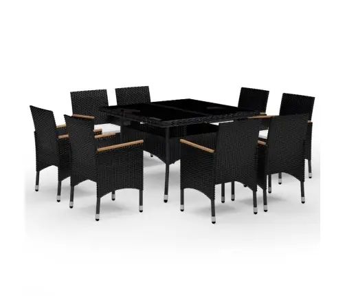 9-Daļīgs Dārza Mēbeļu Komplekts, Pe Rotangpalma, Akācijas Koks  Vidaxl