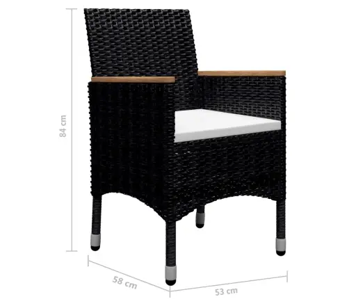 9-Daļīgs Dārza Mēbeļu Komplekts, Pe Rotangpalma, Akācijas Koks  Vidaxl