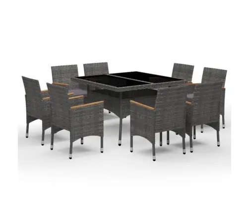 9-Daļīgs Dārza Mēbeļu Komplekts, Pe Rotangpalma, Akācijas Koks  Vidaxl