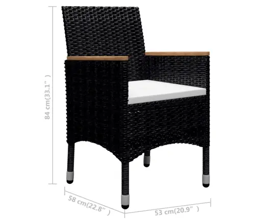 9-Osaline Aiamööblikomplekt, Polürotang Ja Akaatsiapuit, Must