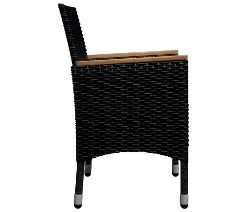 9-Osaline Aiamööblikomplekt, Polürotang Ja Akaatsiapuit, Must