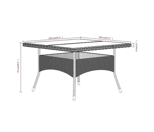 5-Daļīgs Dārza Mēbeļu Komplekts, Pe Rotangpalma, Stikls, Melns Vidaxl