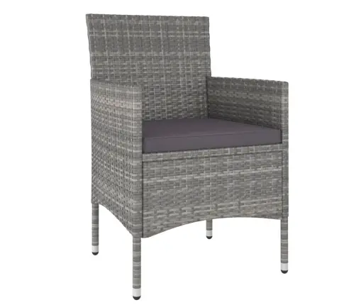 5-Daļīgs Dārza Mēbeļu Komplekts, Pe Rotangpalma, Stikls, Pelēks Vidaxl