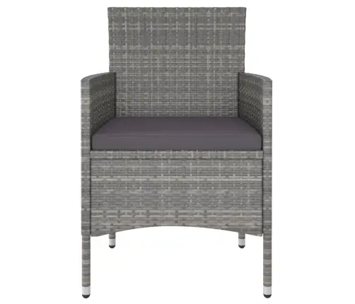 5-Daļīgs Dārza Mēbeļu Komplekts, Pe Rotangpalma, Stikls, Pelēks Vidaxl