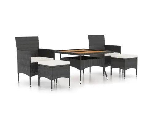 5-Osaline Aiamööblikomplekt, Polürotang Ja Akaatsiapuit, Must