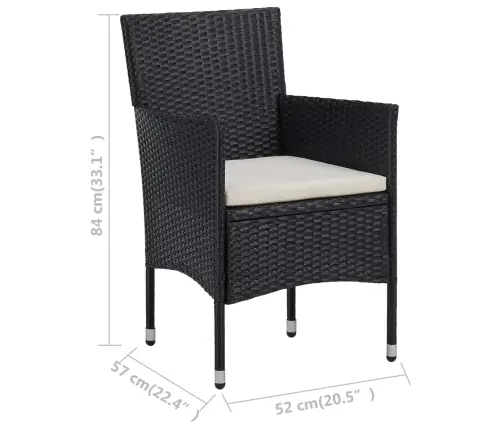 3-Daļīgs Bistro Mēbeļu Komplekts, Pe Rotangpalma, Rūdīts Stikls Vidaxl