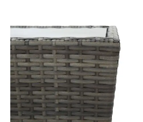 Bistro Komplektas, 3 Dalių, Pilkas, Poliratanas Ir Stiklas