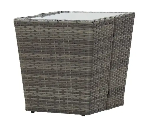 Bistro Komplektas, 3 Dalių, Pilkas, Poliratanas Ir Stiklas