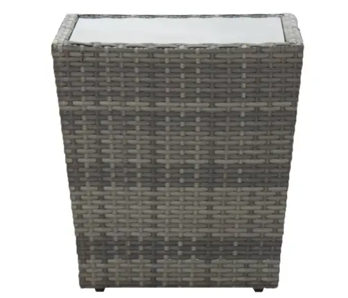 Bistro Komplektas, 3 Dalių, Pilkas, Poliratanas Ir Stiklas